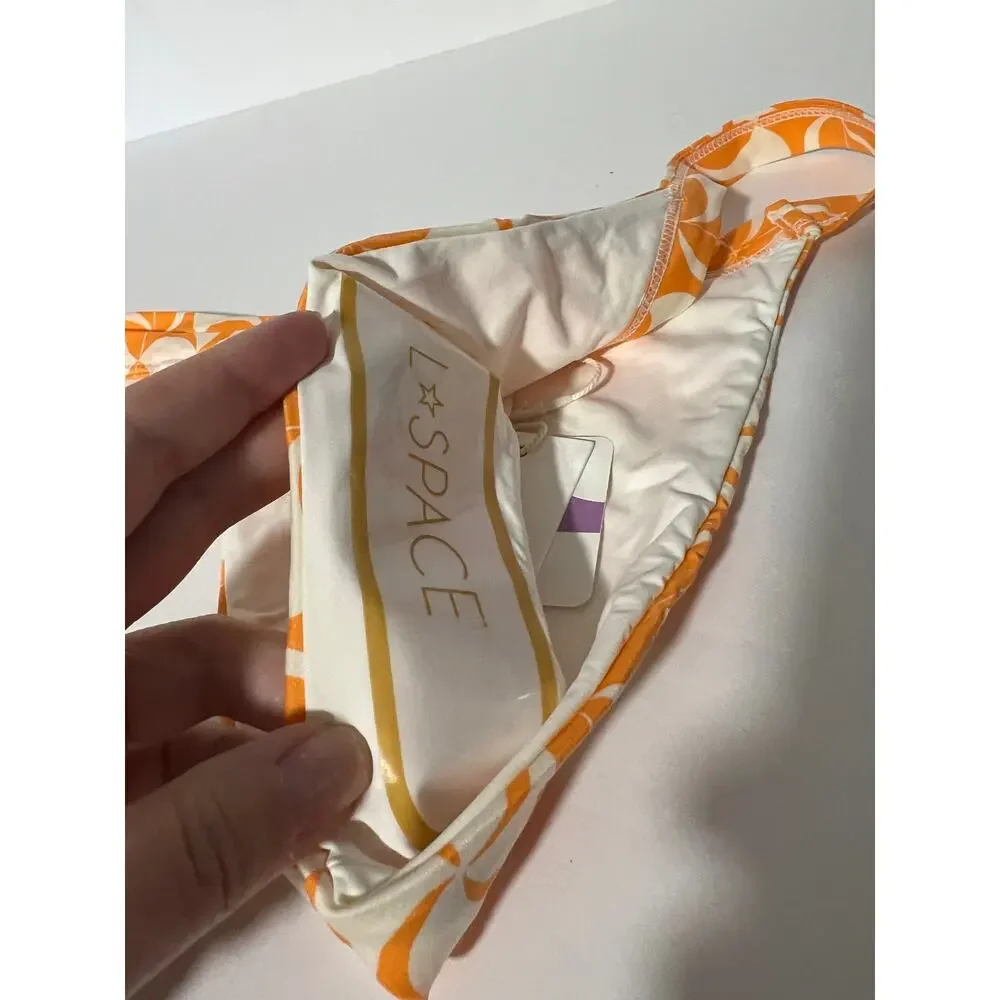 NWT L*Space Women's Swimwear Camdyn Bikini Bottom Bitsy Cut Orange Cream Size M